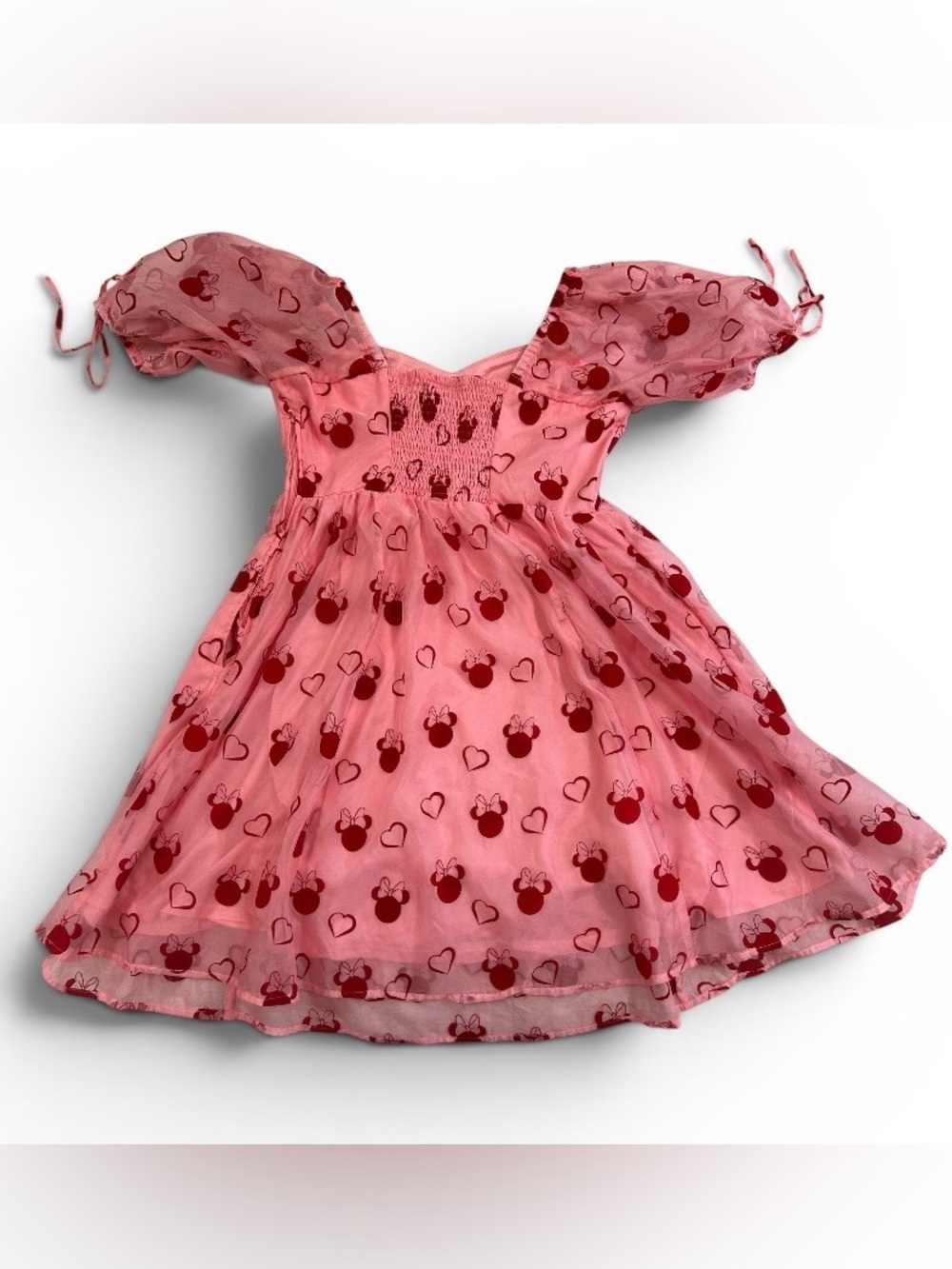 Disney x BoxLunch Pink Minnie Mouse Heart Puff Sleeve Dress Medium